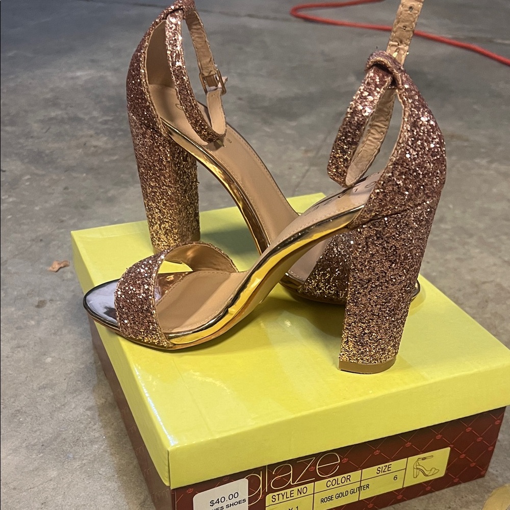 Glaze Sparkling Rose Gold Heels